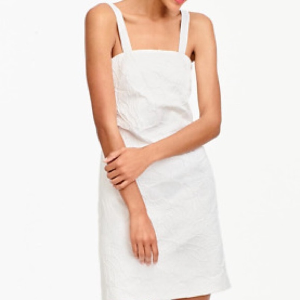J.Crew Convertible Embossed White Floral Dress 12